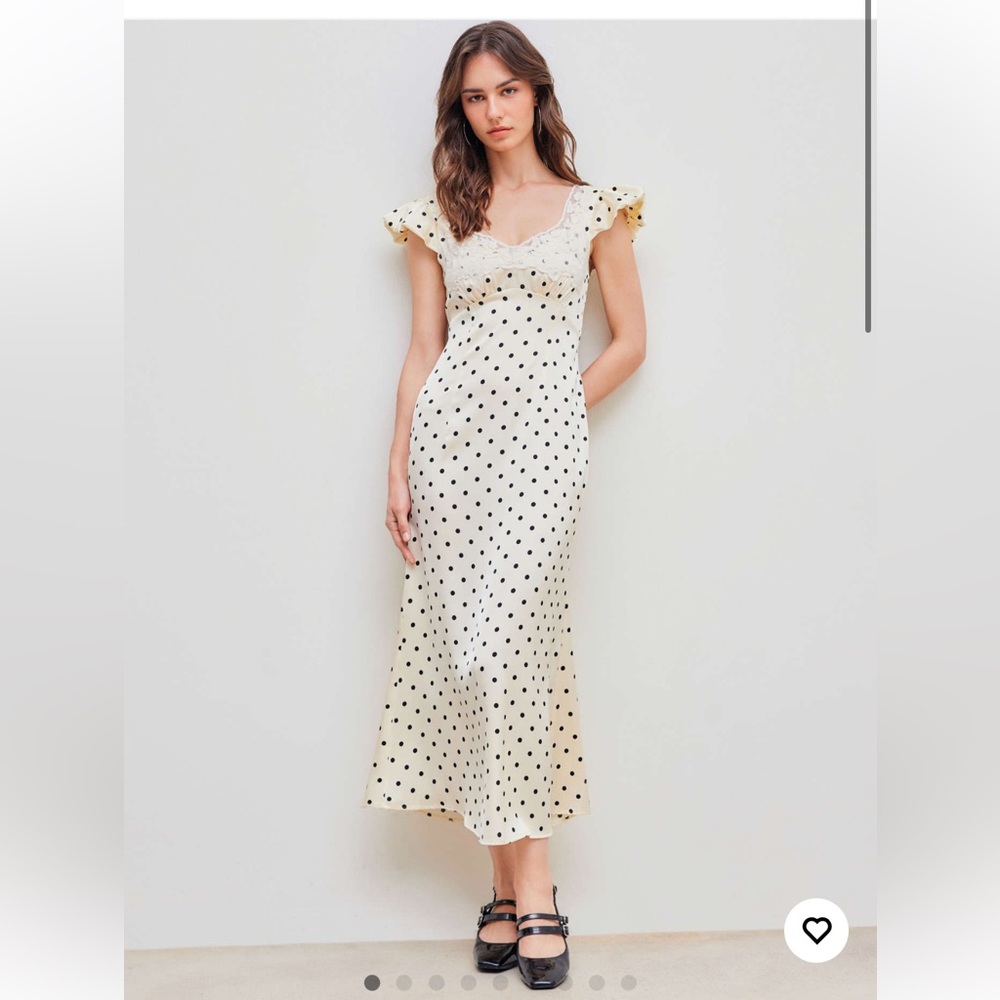 Thirty Thirty LA Ivory & Black Polka Dot Lace Maxi Dress